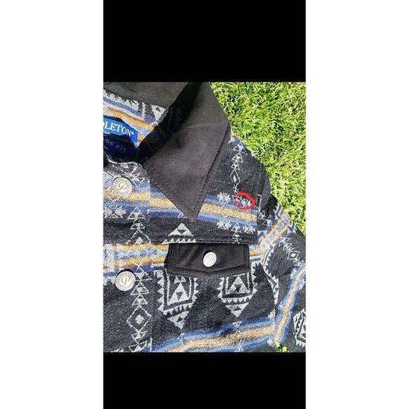 Pendleton Vintage Fit Blue Black Aztec Wool Jacket Size Medium Button Womans - Picture 13 of 13